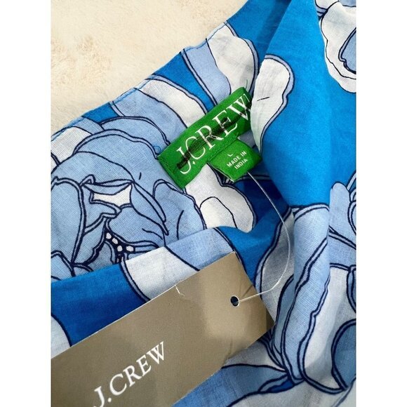New J Crew Size L Convertible beach dress blue Linear peony Bow Vivid Blue BR047 - Picture 5 of 14